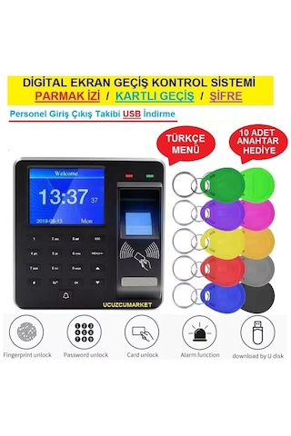 Digital Ekran Geçiş Kontrol Sistemi Parmak İzi-şifre-kartlı Geçiş-usb Personel Takip