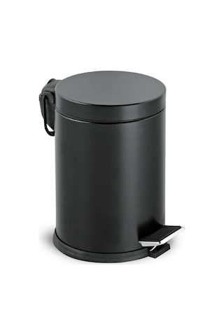 Siyah Renkli Paslanmaz Koram Pedallı 3 Lt Çöp Kovası Siyah