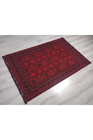 Buharı Bhr 02 Red Afgan / Yağcıbedir Desenli Hav Toz Vermez Yıkanabilir Kaymaz İnce Dokuma Halı Kırmızı - Lacivert