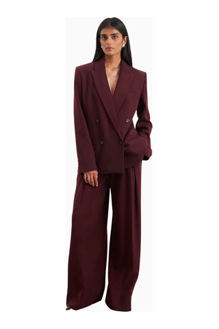 Because Of Alice Dropped Waist Double Breasted Blaze Oversize Kadın Ceket Bordo