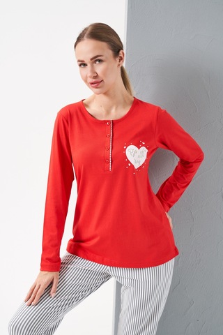 Relax Mode Kadın Kırmızı Patlı Pijama Takımı - 28062r