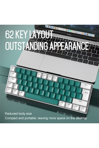 T60 Mini Rgb Oyun Klavyesi Gaming Mekanik 62 Tuşlu 18 Rgb Led Usb Tip-c Kablosu