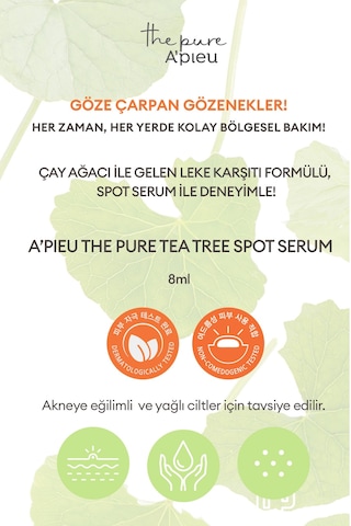 Missha Hassas ve Sivilce Eğilimli Ciltler İçin Tea Tree Spot Serum 8 ML
