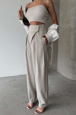 Munn Collection Tasarım Pantolon - Bej Bej