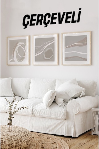 Ahşap Çerçeveli Mdf Kare Tablo Seti Salon Ve Oturma Odası Için Kr4017 42 X 42