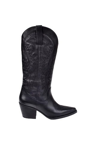 Pullman Hakiki Deri İşlemeli Western Kadın Çizme Plm-011 Siyah-siyah Siyah