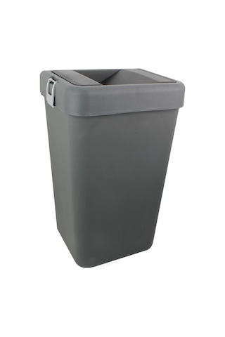 Motek 40 Litre Hassas Kapaklı Tek Gözlü Çöp Kovası Siyah