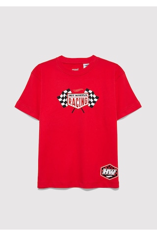 Mavi - Hot Wheels Baskılı Kırmızı Tişört 6610429-70478