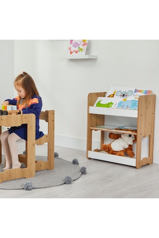 Minera Martı Ahşap 0-6 Yaş Çok Amaçlı Montessori Kitaplık Ahşap