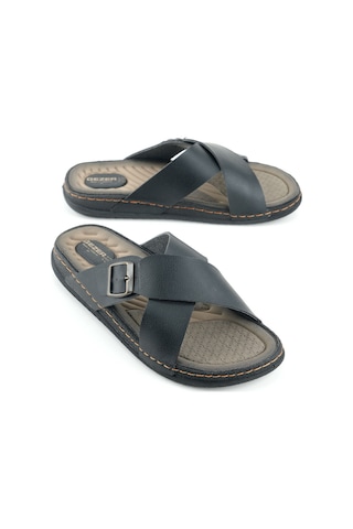 Gezer Erkek Yazlık Suni Deri Tek Toka Ayarlanabilir Rahat Taban Günlük Terlik Siyah