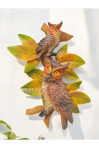 Dekoratif Canlı Renk İkili Baykuş Duvar Süsü Zarif Ev Ve Bahçe Dekorasyonu İçin Şık Aksesuar