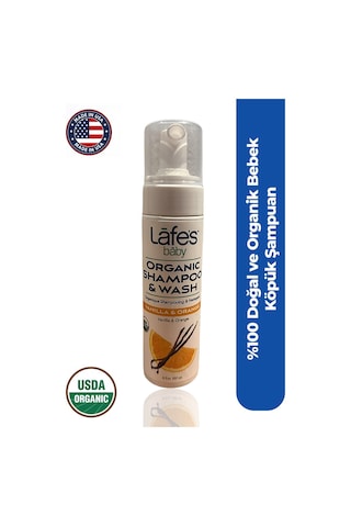 %100 Doğal Saç Ve Vücut Bebek Organik Şampuanı Vanilya ve Portakal Aromalı Usda Sertifikalı