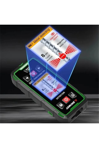 Sndway Sw-6100gt Duvar Metal-ahşap Dedektörü Ve Lazer Mesafe Ölçer 120m Gri