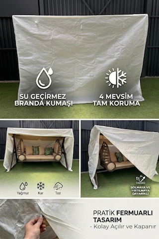 Salıncak Koruma Örtüsü Salıncak Korumalık Bahçe Salıncak Kılıfı Koruma Branda Saltanat Salıncak Kılıfı Beyaz