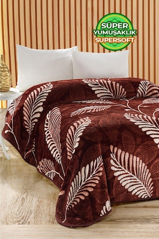 Evlen Home 4 Kg Battaniye Supersoft Embos Kalın Yumuşak Peluş Çift Kişilik Yumoş 220x240 Cm Minella Kahve Kahve