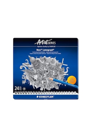 100 G24 Mars Lumograph Kurşunkalem 24&apos Lü Metal Kutuda 103 Ivory