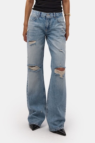 it's basic Kadın Kot Rengi 12s6-32 Bootcut Fit Yırtık Detaylı Denim Jean Mavi