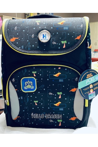 Hello Dragon 2025 Model Yeni Seri Okul Çantası Model 16 Siyah Cn0040 Ags Sistem Süspansiyonlu Ağırlık Hissettirmeyen Çanta Desenli
