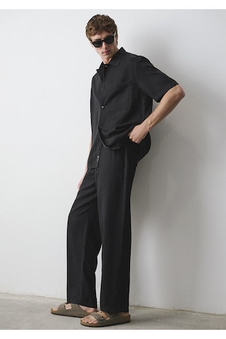Mavi - Siyah Liyosel Tencel Pantolon 0010591-900