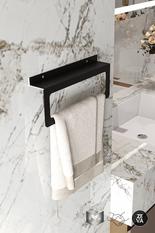 Siyah Metal Havluluk Dayanıklı Banyo Ve Mutfak Düzenleyici Siyah
