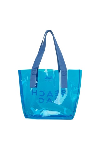 Bagmori Beach Bag Baskılı Şeffaf Plaj Çantası Mavi