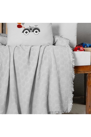 Kanz Bebek Waffle Müslin Nakışlı Pike Knz-021 Bubble Gri Bubble Gri