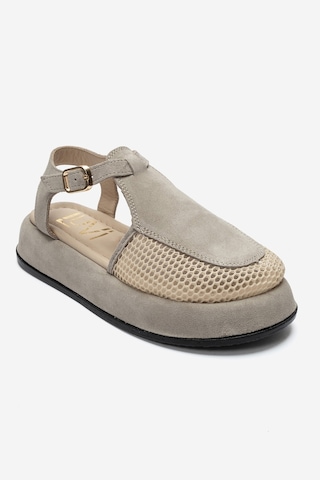 Luvi Shoes Lurelıa Bej Süet Hakiki Deri Fileli Kadın Sandalet