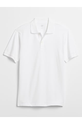 Gap Erkek Beyaz Pique Polo Yaka T-shirt-13642 Beyaz-004