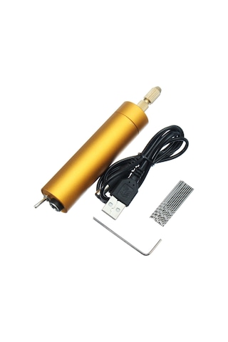 Yaozixia 5v Dc Mini Alüminyum Elektrik Motoru El Matkabı + 10 Adet Ahşap Pcb İçin Kendin Yap Büküm Uçları