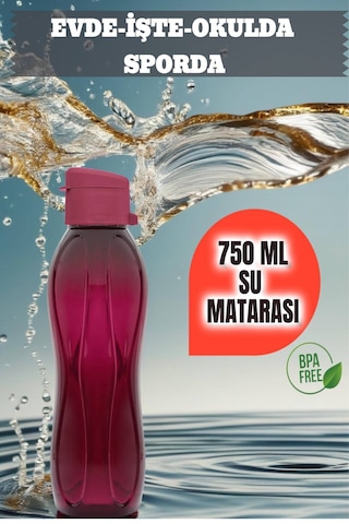 750 Ml Su Matarası Eve, Okula, Spora, İş Yerine Uygun & Su Şişesi & Suluk - Bordo Plastik Bordo Diğer