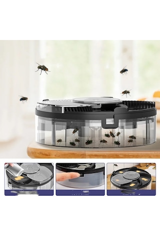 Usb Şarjlı Otomatik Dönen Yem Sinek Tuzağı Beyaz Usb