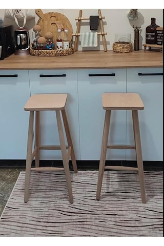 Geppetto Home Ahşap Kare Bar Tabure Sandalye Diğer