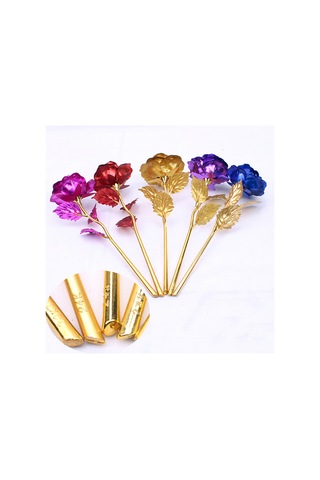 Wezone 24k Altın Varaklı Yapay Gül Seti: Hediye Kutusu Ve Çantası İle Romantik Dekorasyon