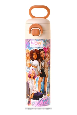 Wow Generation 520 Ml Group Baskılı Mavi Kız Çocuk Çelik Termos Matara Çift İçim Kilitli Kapak - W6052
