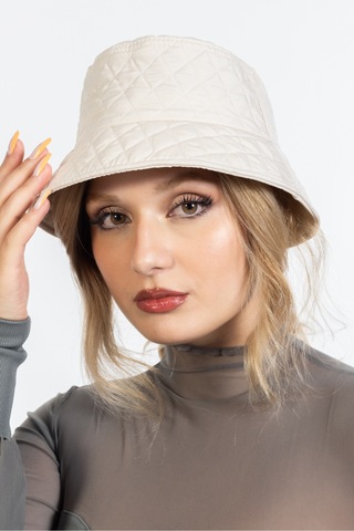 Ladycolor Kışlık Kapitone Bucket Balıkçı Şapka Krem Krem