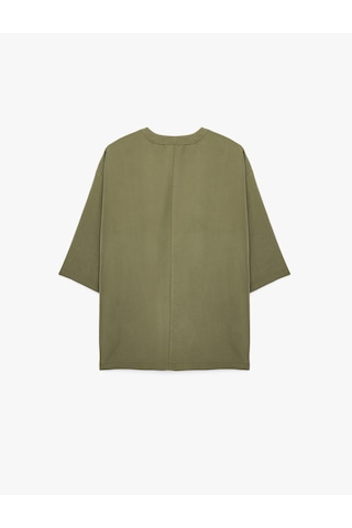 Koton Hakim Yaka Cepli 3/4 Kol Modal Karışımlı Kimono Haki 6sak50119pw