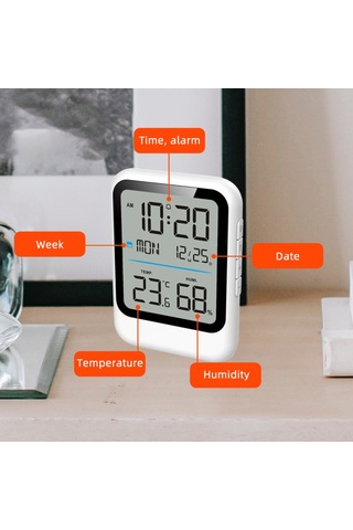 Vkemall Çok İşlevli Dijital Elektronik Çalar Saat, Dijital Ekranlı Sıcaklık Ve Nem Saati, İç Mekan