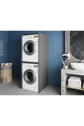 Bohem Çamaşır Ve Kurutma Makinesi Dolabı Banyo Dolabı Füme Füme