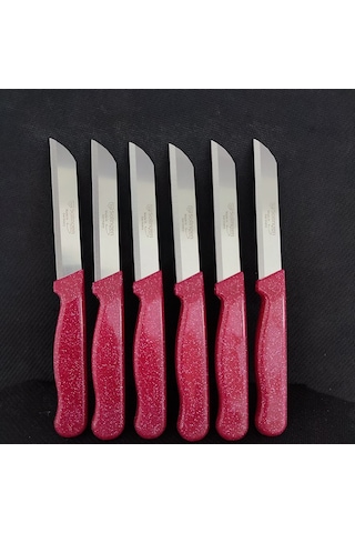 Solingen Simli Bordo Renkli Tırtıklı Bıçak 6 Adet