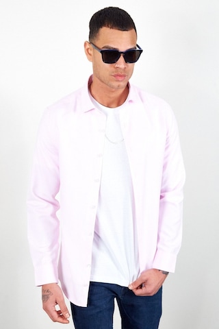 Pembe Erkek Kolay Ütülenebilir Standart Fit Normal Kesim Oxford Gömlek
