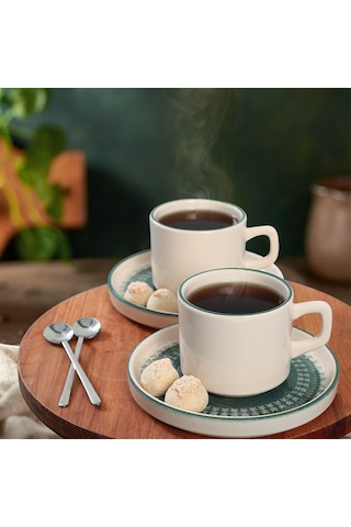 Keramika 20789-98 Maya Stackable Çay Takımı 12 Parça 6 Kişilik Yeşil