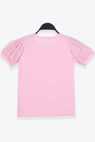 Breeze Kız Çocuk Tişört Kolları Tüllü 8-12 Yaş, Somon