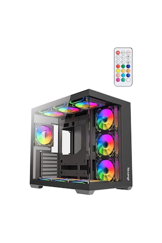 Revenge Supernova x7 ARGB Fanlı ATX Temperli Cam Panel Akvaryum Kumandalı Gaming Bilgisayar Kasası Siyah