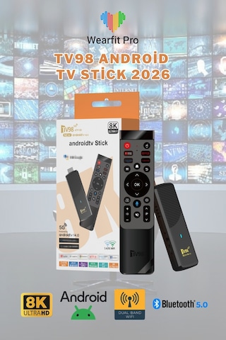 Wearfitpro Tv98 Android 14 Tv Stick 8k Ultra Hd 5g Çift Wifi Bluetooth H313 4 Çekirdek Akıllı Tv Dönüştürücü