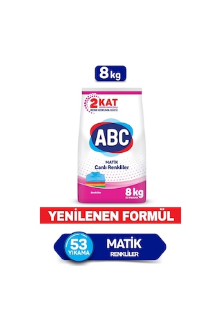 ABC Matik Toz Çamaşır Deterjan Renkliler İçin 53 Yıkama 8 KG