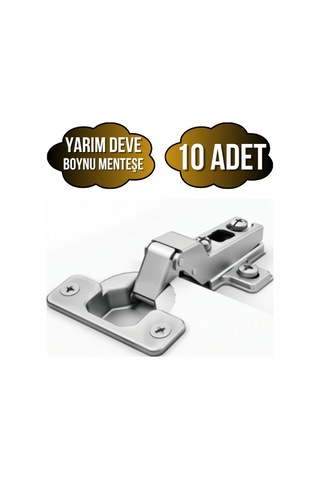 Yarım Deve Dolap Kapak Menteşesi Tas Menteşe Yarım Deve Menteşe 10 Adet Krom