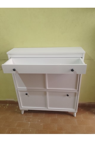 Düşer Kapak Ayakkabılık Beyaz