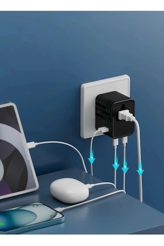 25w Evrensel Seyahat Adaptörü, Eu/us/uk/au Priz Dönüştürücü,