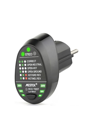 Lemestar Mestek St02d Büyük Avrupa Tipi Soket Test Cihazı - Toprak, Sıfır, Can Kablosu Polarity Kontrolü Ve Akıntı Tespiti, Elektrikçi Kontrol Aleti