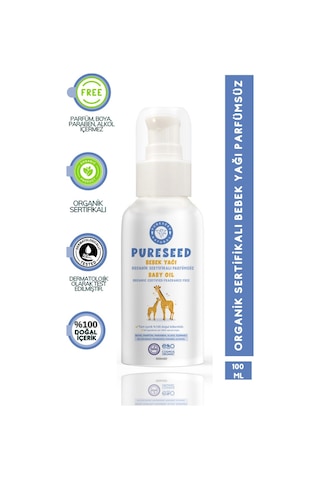 Pureseed Natural Organik Sertifikalı Bebek Yağı Parfümsüz - 100 ML